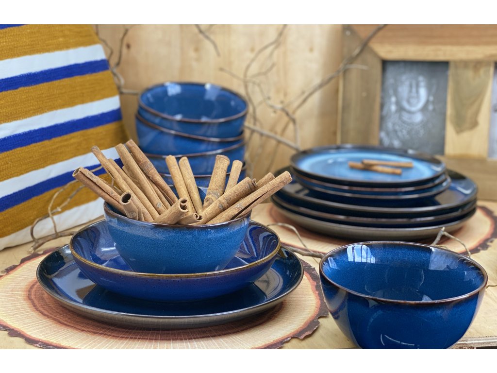 8919-24-00 SEA sada keramických modrých jídelních talířů od Clay